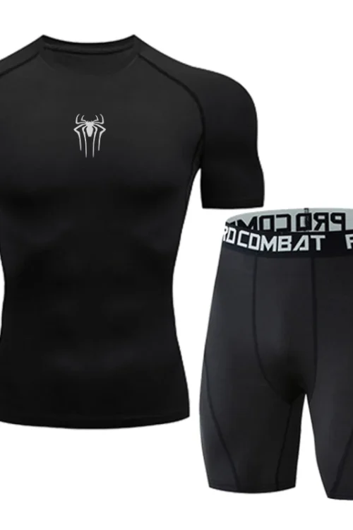 Men Running Sportswear Gym Tight Sports Tracksuit Compression Shirts Shorts Workout Jogging Fitness Clothing Sport Yoga 2Pcs Set