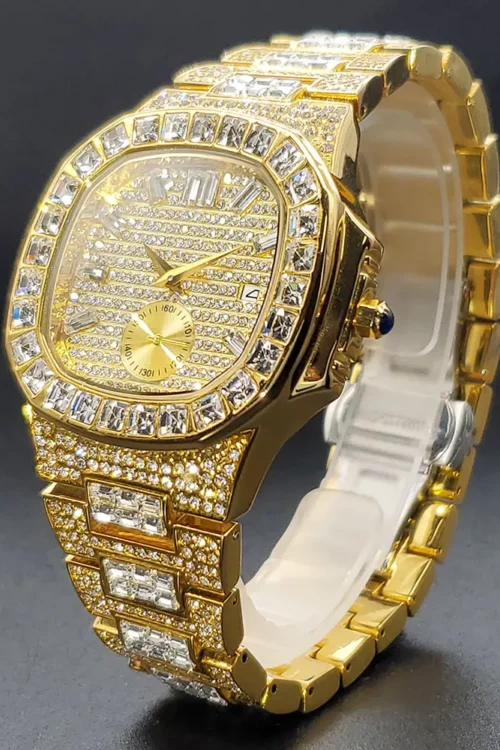 Luxury Diamond Watch for Men Top Brand Fashion Iced Out Quartz Wristwatch Hip Hop Silver Bling Zircon Watches Man Dropshipping