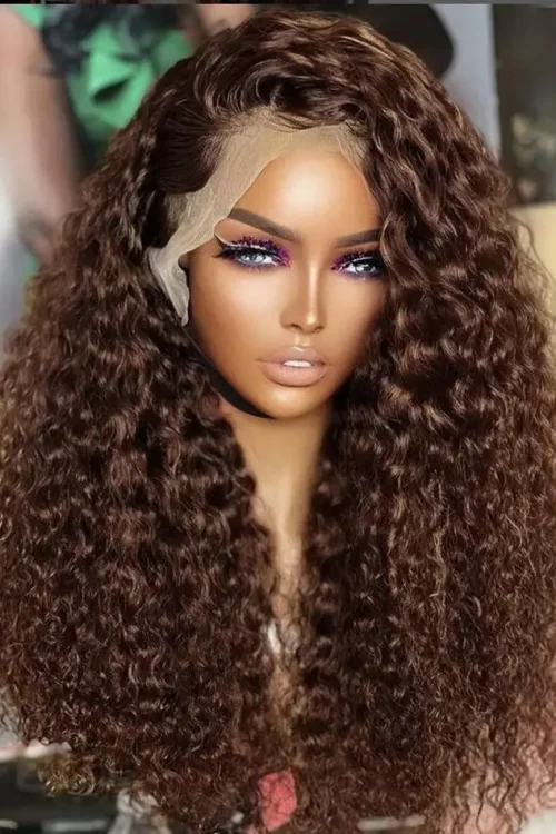 Deep Wave Frontal Wig 13×4 13×6 Hd Lace 30 Inch Chocolate Brown Curly Lace Front Human Hair Water Wave Brazilian Wigs For Women