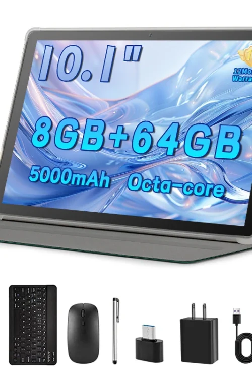 Android 15 Tablet,10.1Inch Tablets with Octa Core Processor, 8GB RAM 64GB ROM 1TB Expand, Widevine L1, 5000mAh Battery Dual WiFi