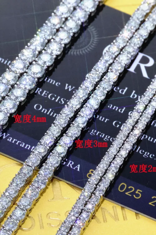 ESKEEM Moissanite Tennis Chain Necklace 925 Silver Iced Out VVS Pass Diamond Tester 2/3/4/5mm Tennis Chain Fine Jewelry