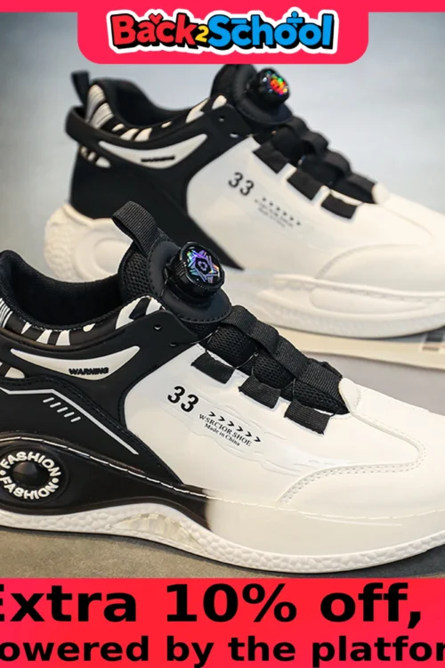 Mens Sneakers with Rotating Buckle Comfy Non Slip Lace up Durable Shoes for Mens Outdoor Activities