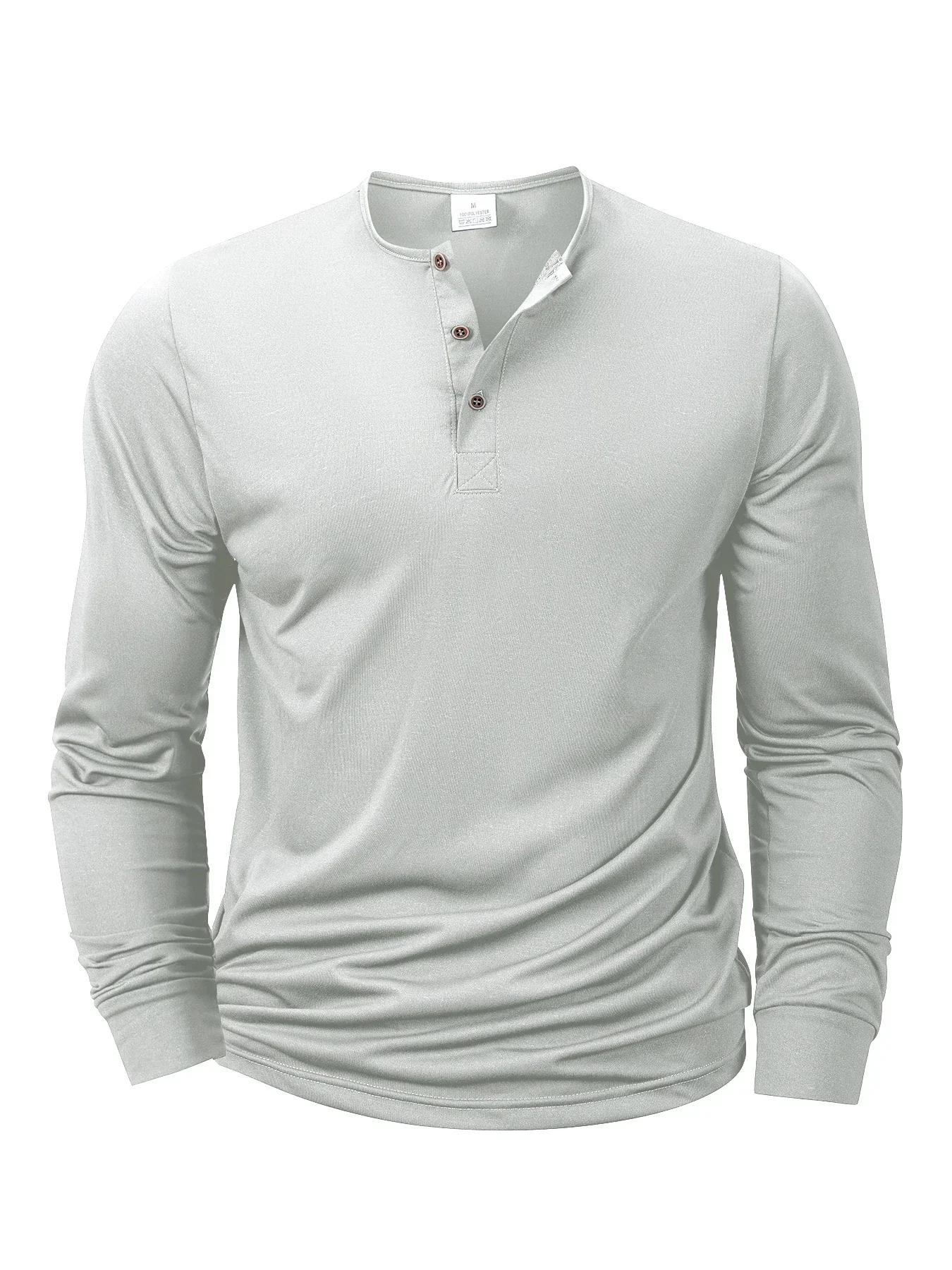 New Men's Henley T-shirts Long Sleeve Basic Casual Band Collar T Shirts Comfortable Soft Pullover Tops Male Tee - Image 5