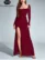 NewAsia Women's Long Sleeve Cut Out Sequin Long Dress Side Slit Backless Bodycon Fashion Club Party Maxi Dresses Wine