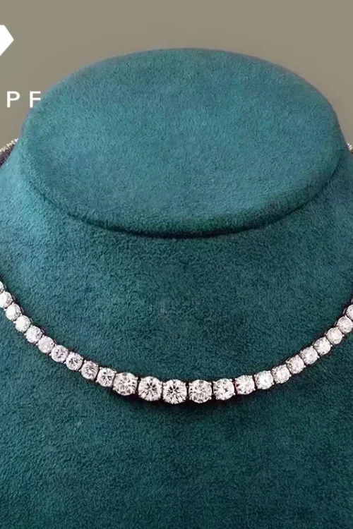 Moissanite Diamond Tennis Necklace with Certificate 3-5mm Size Gradient Diamond Riviera Necklace S925 Silver Choker for Women