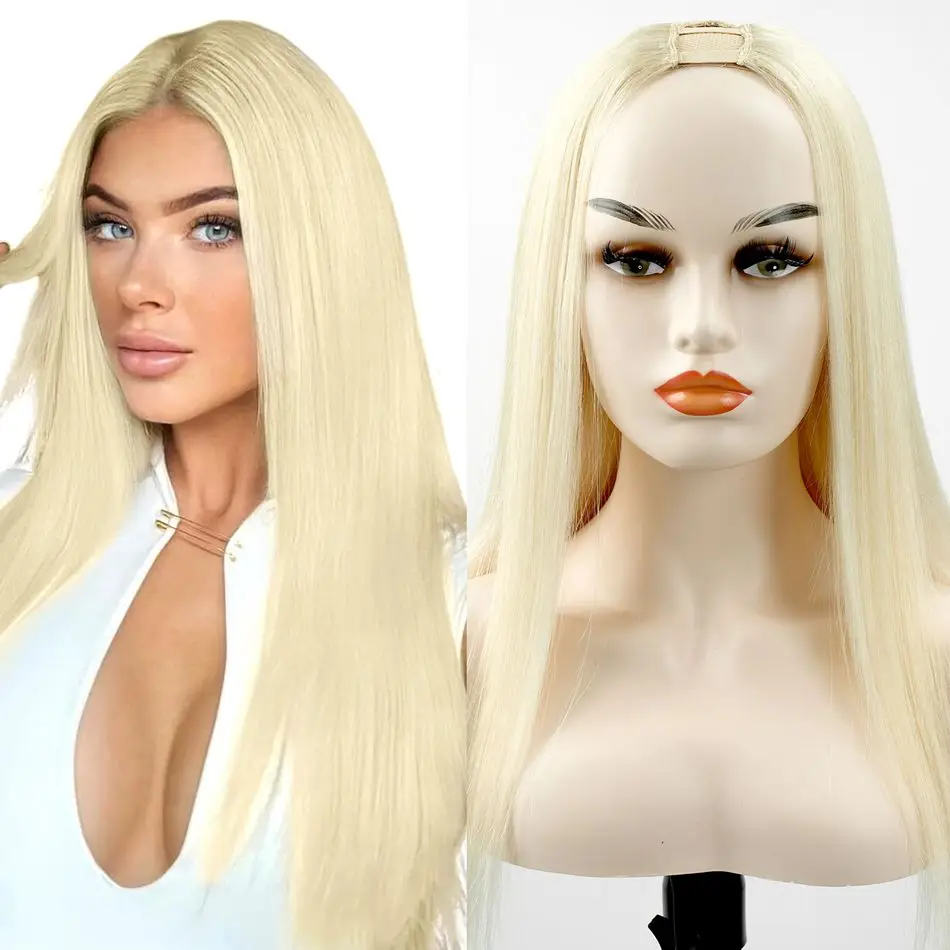 U Part Wig Human Hair 180 Density Real Natural Hair U Part Wigs 613 Blonde U Shape Wigs Human Hair U Wigs For Women 14-28inch