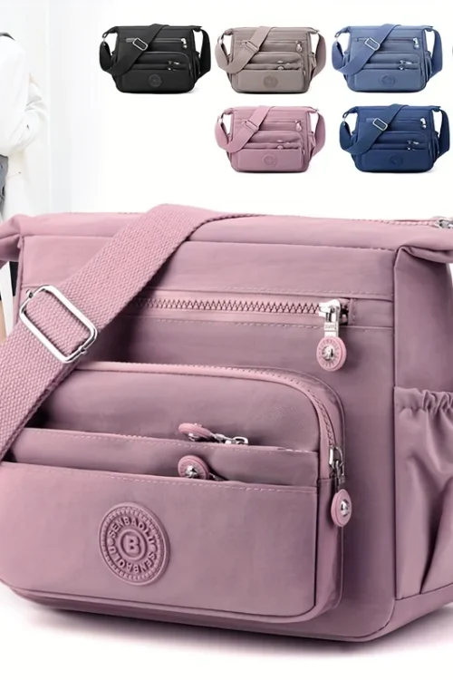Lightweight Nylon Chic Crossbody Bag for Women Adjustable Strap, Multi-Pocket Design for Travel, Shopping, Dates & School