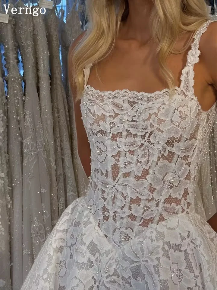 Verngo Luxury Lace Wedding Dress Spaghetti Straps A Line Bride Gown Sweap Train Backless Bridal Gowns Customized - Image 5