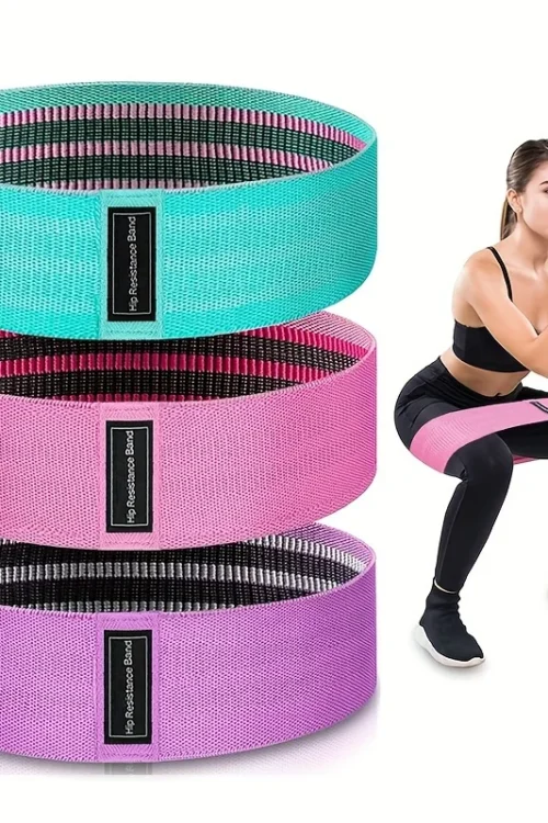 3 PCS Fitness Resistance Bands Set, Non-Slip Elastic Bands for Leg Exercises, Yoga Pilates Stretching, Home Gym Equipment