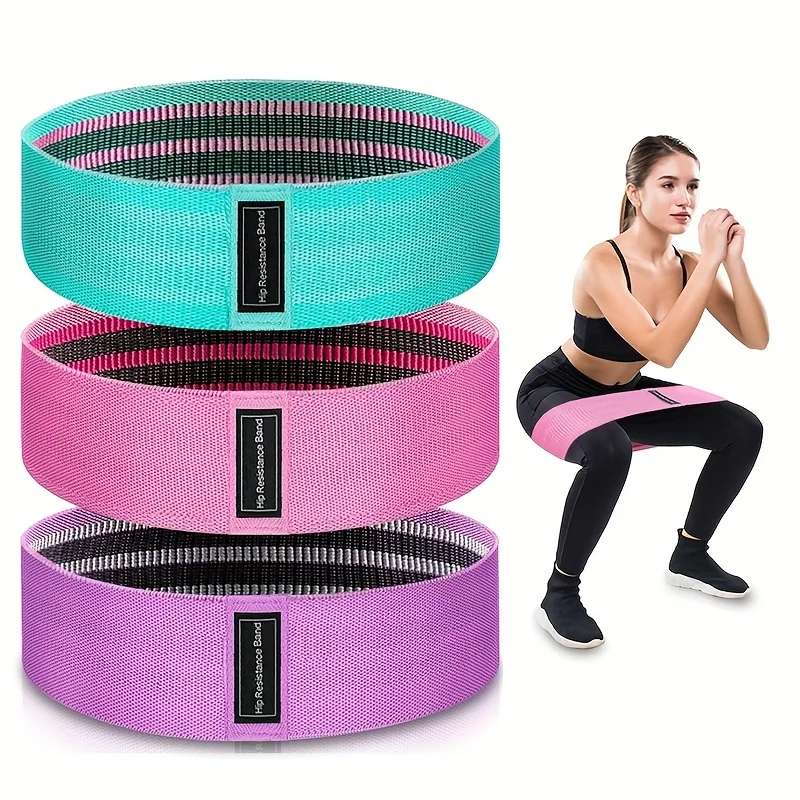 3 PCS Fitness Resistance Bands Set, Non-Slip Elastic Bands for Leg Exercises, Yoga Pilates Stretching, Home Gym Equipment