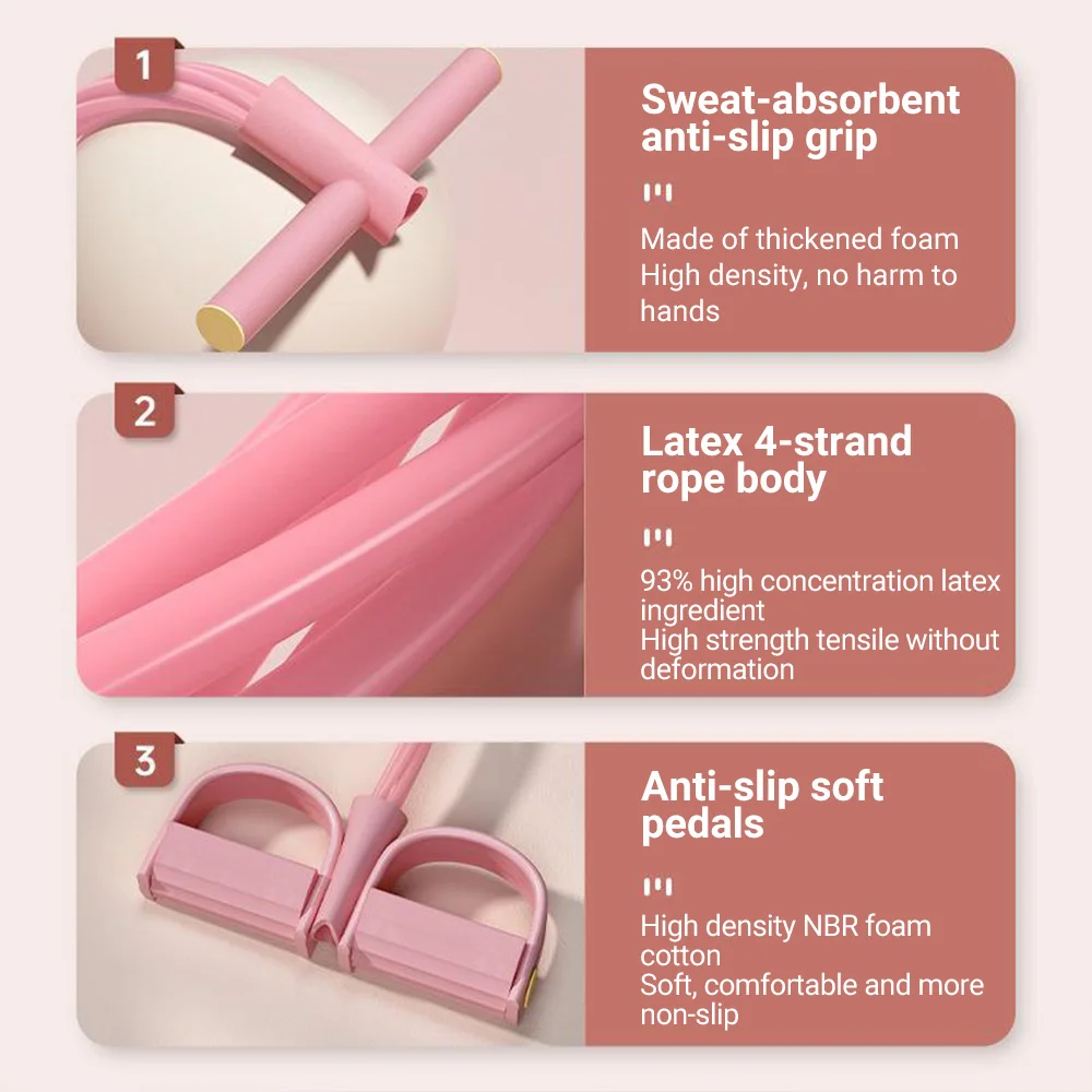 6-Tube Resistance Band Non-Slip Handles Household Fitness Yoga Abdominal Strengthening Sit-Up Assistive Sports Exercises At Gym - Image 4