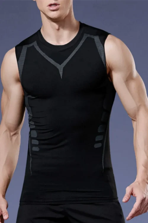 Men’s Tight Vest Compression Shirt Breathable Quick Drying Top Sports Workout Gear Wear T Shirt