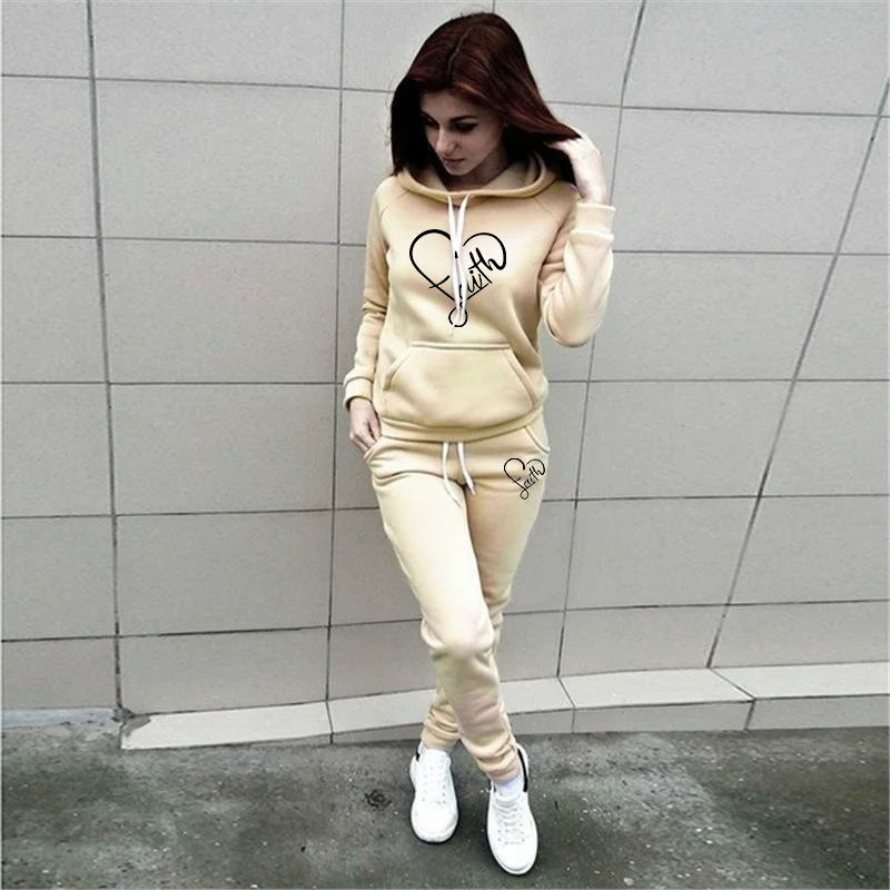 Fall and winter fashion hot new high quality pullover set street loose women's hoodie + sweatpants two-piece set - Image 3