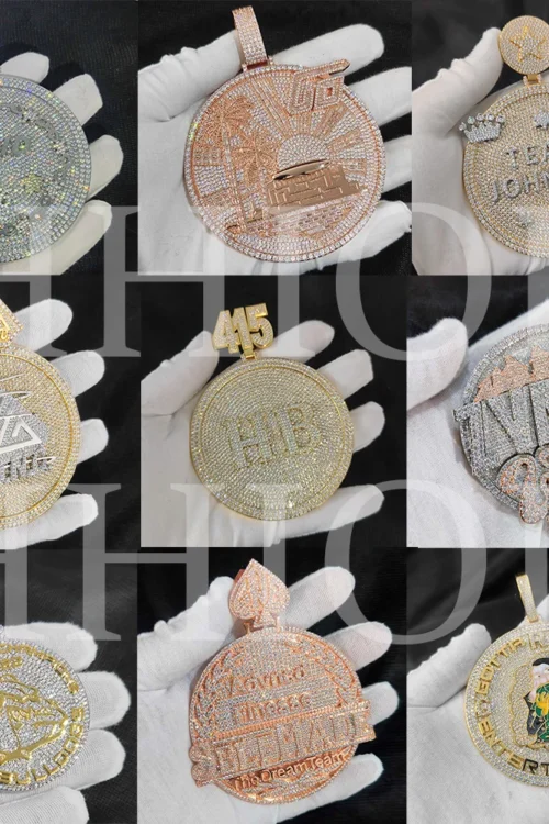 Hip Hop Jewelry Custom Full Iced Out Polygon Pendant Name/Logo/Letter Personalized Your Own CZ Charm Necklace With CAD 3D Map