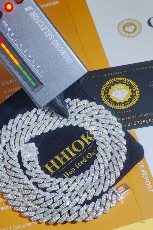 Pass Diamond Test Hip Hop Jewelry VVS1 Stone Shiny 2row 3row Men Women 925 Sterling Silver Necklace Moissanite Cuban Link Chain