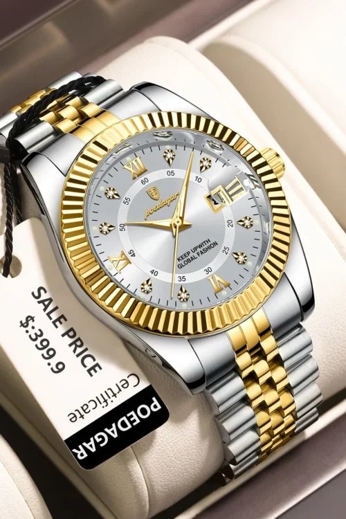 POEDAGAR Luxury Business Men Wristwatch Waterproof Luminous Date Military Man Watch Stainless Steel Fashion Men’s Quartz Watches