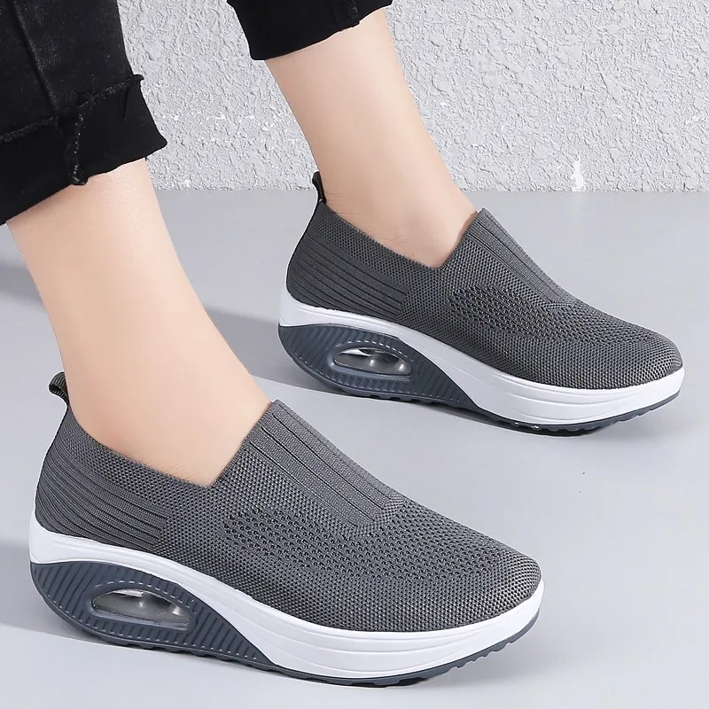 Summer Women Fashion Vulcanized Sneakers Platform Solid Color Flat Ladies Shoes Casual Breathable Wedges Ladies Walking Sneakers - Image 5