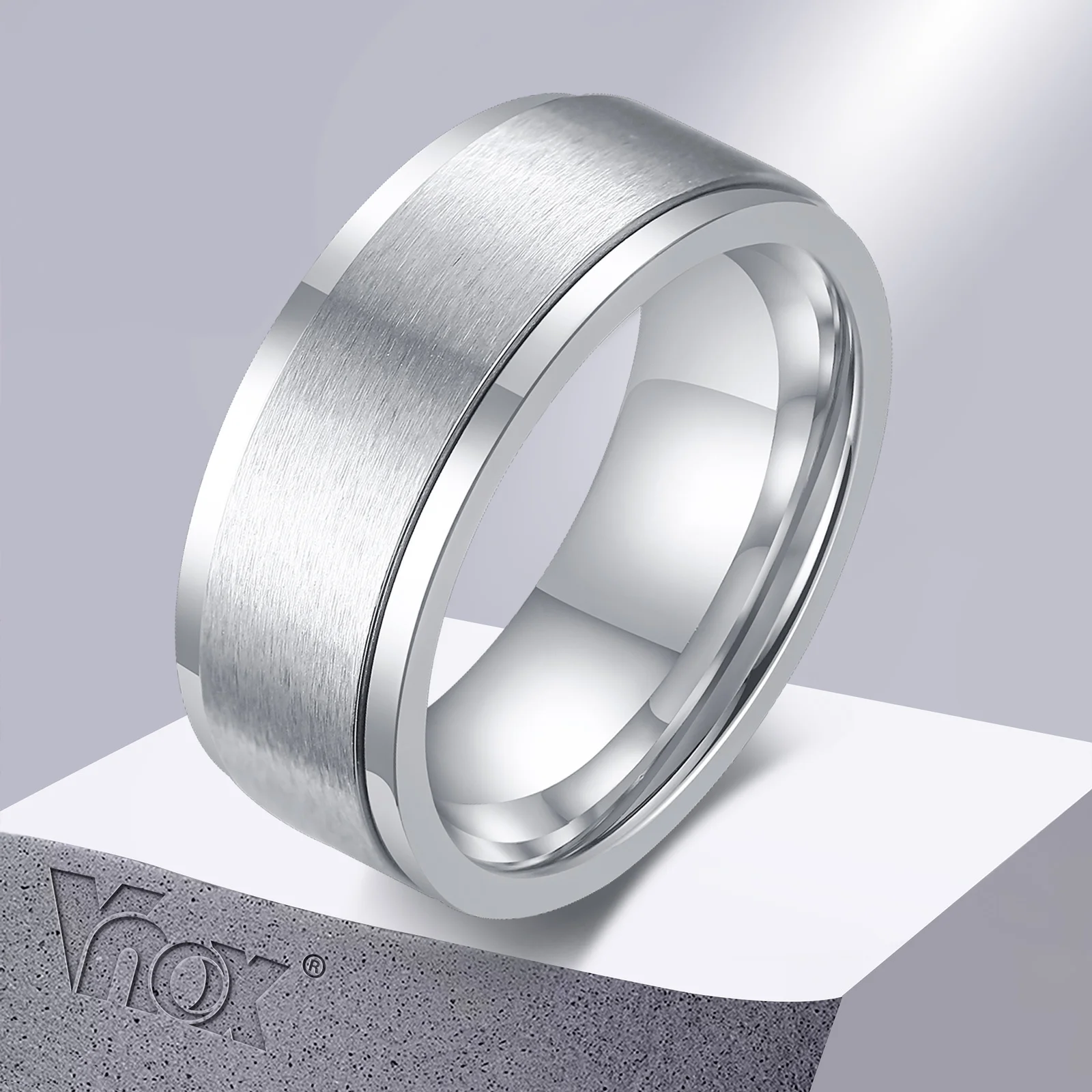 Vnox 6/8mm Spinner Ring for Men Stress Release Accessory Classic Stainless Steel Wedding Band Casual Viking Rune Sport Jewelry - Image 4