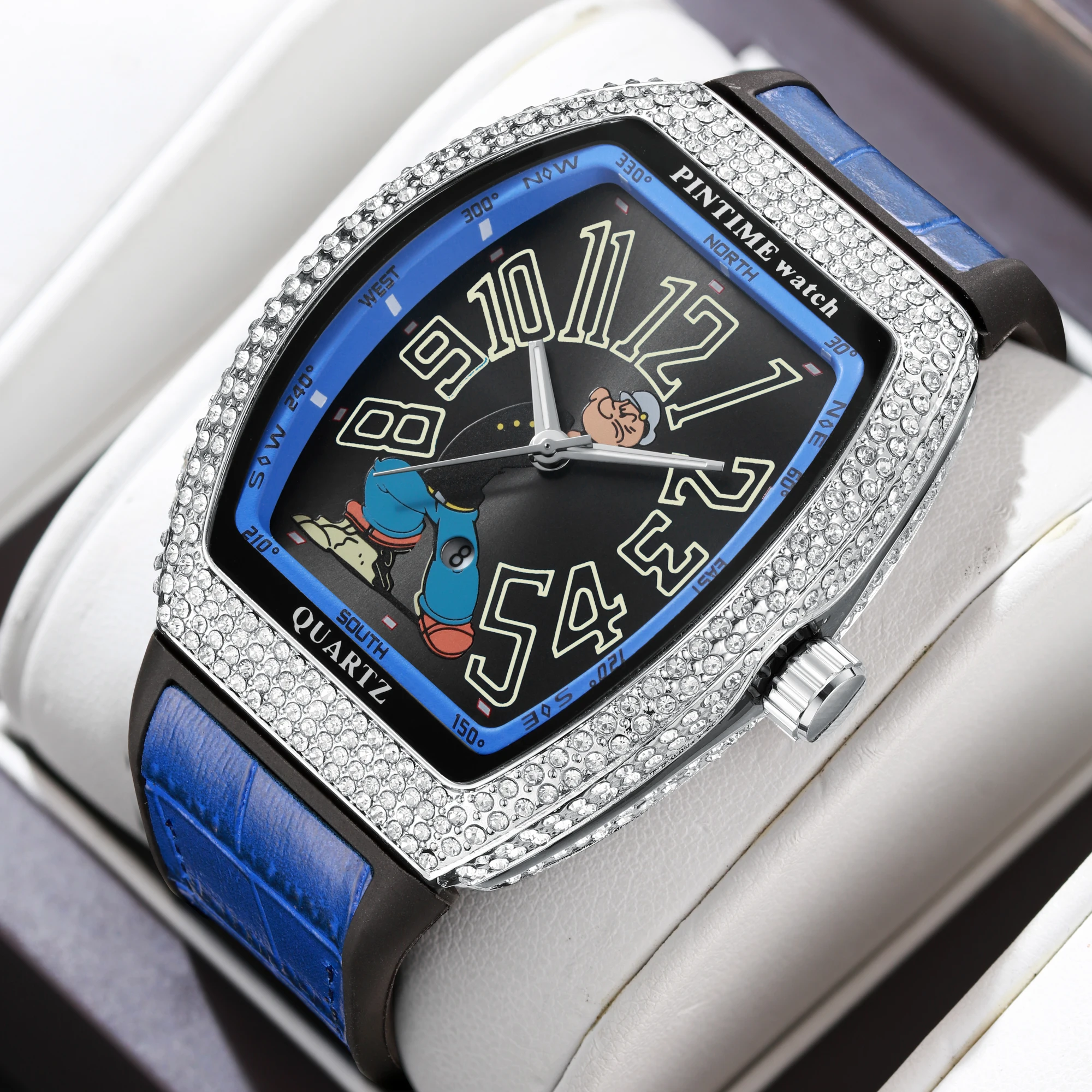 Fashion Men Moissanite Diamond Watch Shinning Iced Out Quartz Analog Waterproof Wristwatch Leather Band - Image 3