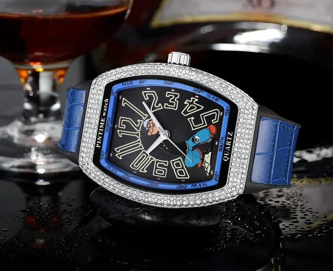 Fashion Men Moissanite Diamond Watch Shinning Iced Out Quartz Analog Waterproof Wristwatch Leather Band - Image 5