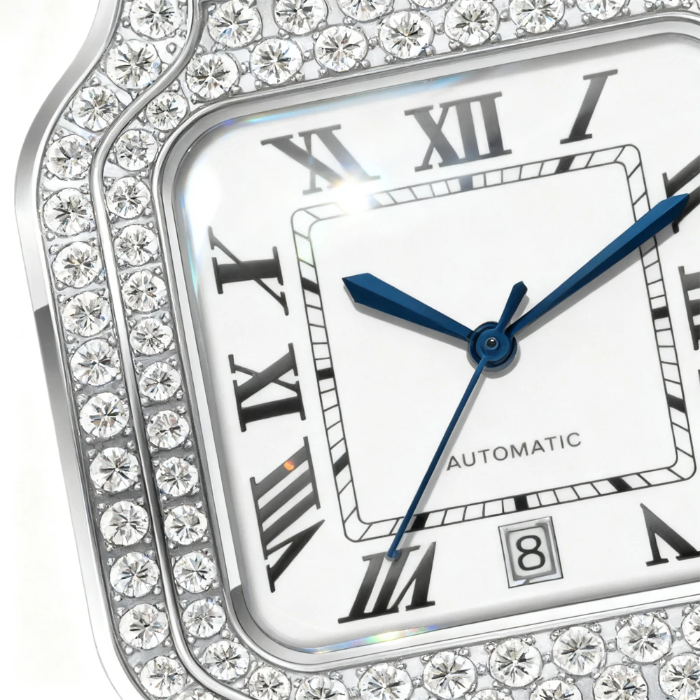 SEAKOSS 40mm Diamond Wristwatch Luxury Women Watch Moissanite Wristwatch Hip Hop Iced Out Automatic Mechanical Watches for Men - Image 3