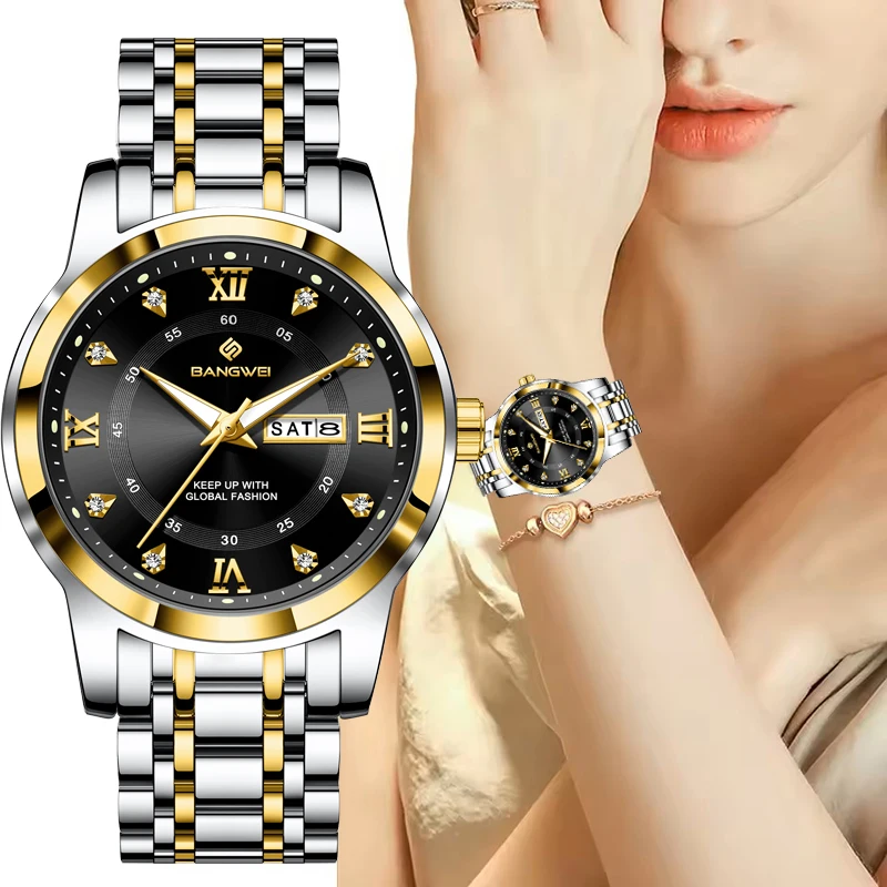 LIGE BANGWEI New Women Watch Outdoor Sport Waterproof Luminous Watches For Women Creative Diamond Quartz Wristwatch Ladies Gift