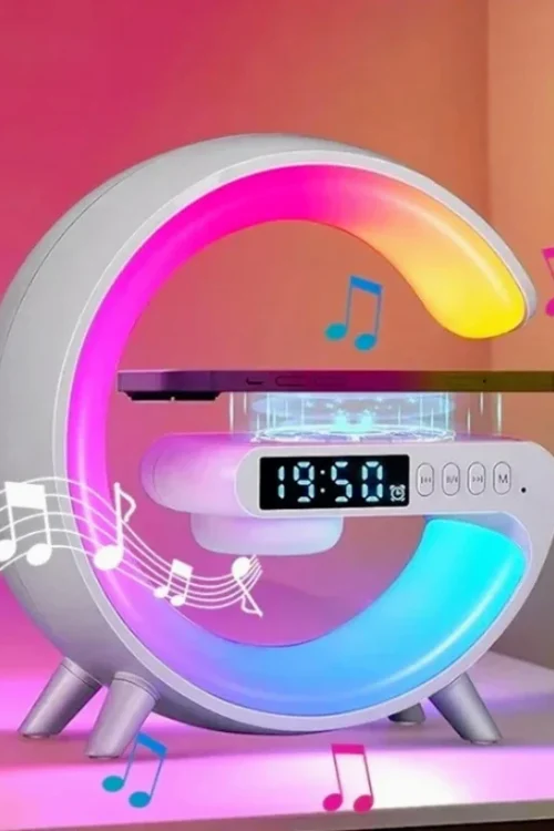 Multifunction Wireless Charger Stand with RGB Night Light Speaker Fast Charging Station for Phone