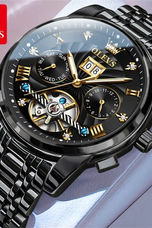 OLEVS Classic Men’s Watches Tourbillon Multi-function Full Automatic Men Watch High end Male Wristwatches