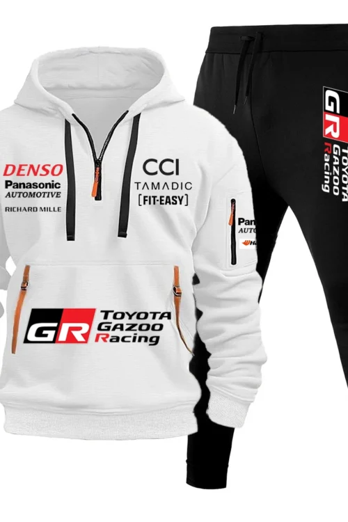 Toyota GAZOO Racing Men’s Sportswear Two-piece Set, WRC Rally Car Enthusiast Motorcycle Hoodie and Sportswear Pants Men’s Set