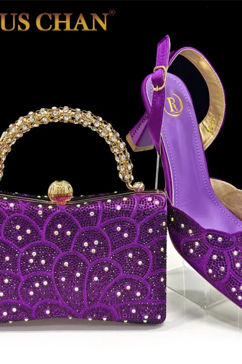 Venus Chan Italian shoes and handbags accessory set with rhinestone metal embellishments Wedding shoes Bridal shoes Designer