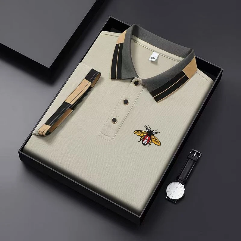 New Men’s Fashion Embroidered Collar Short Sleeve Summer New Breathable Polo Shirt Short Sleeve, High Quality Outdoor Men’s Top
