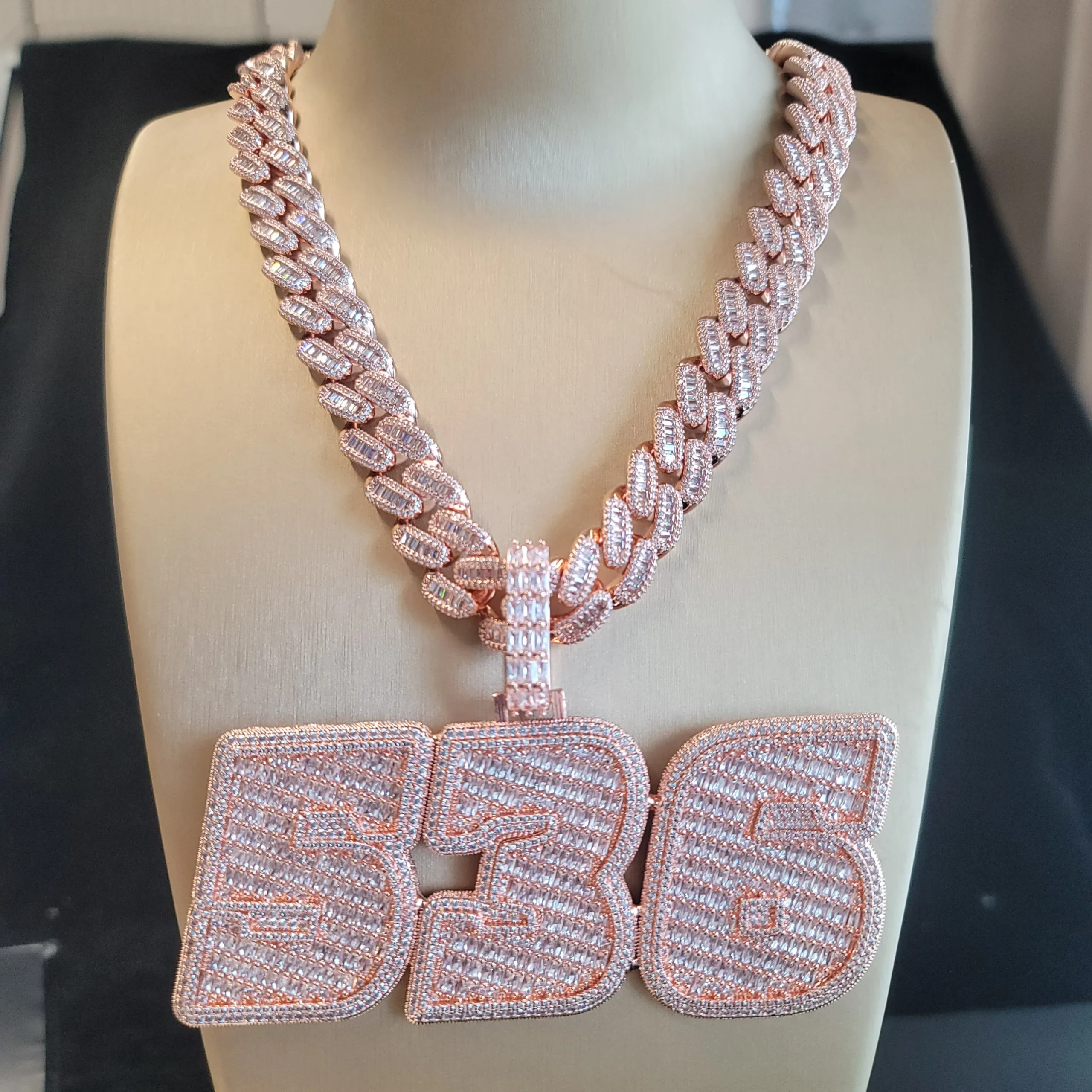 Personalized Solid Back Name Necklace Chain Custom Iced Out Number&Letter Pendant Birthday Gift Icy Baguettecz Hip Hop Jewelry - Image 5