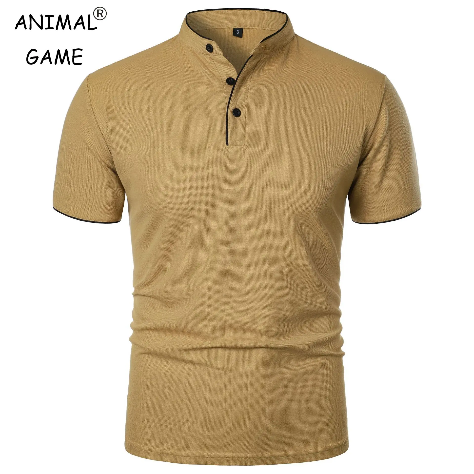 Summer Men’s Short Sleeve Collar Tshirts New Solid Color Casual Polo Shirt Trendy Breathable Loose Basic Splice Top