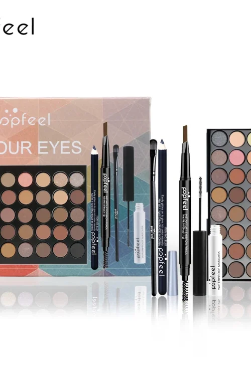 POPFEEL Eye Makeup Set, Eyeshadow Palette, Eyeliner, Mascara, Eyebrow Pencil, Makeup Tool Set Box, Gifts For Women