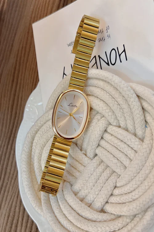 1pc New Fashionable Women’s Watch With Gold Bracelet, Vintage & Luxury Ins Style, Elegant & Versatile Quartz Watch ladies watch