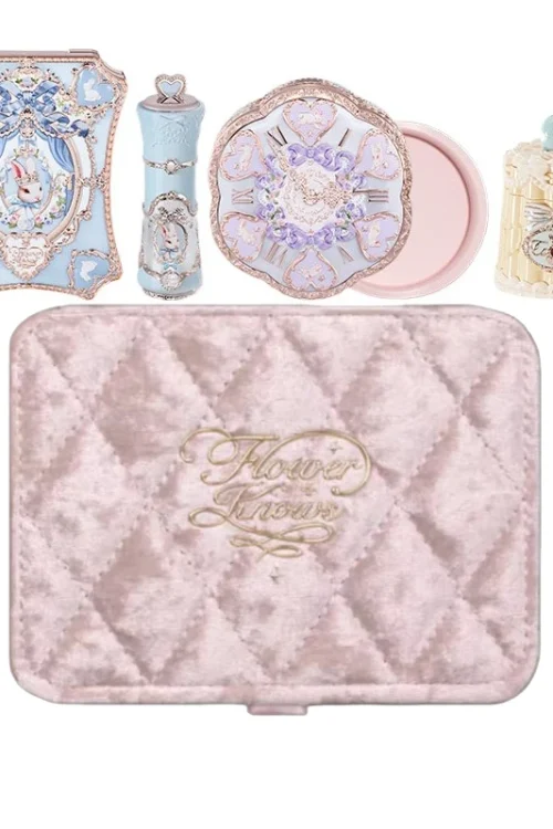 Flower Knows Maquiagem Profissional Completa Eyeshadow,Cushion Foundation,Blush,Lipstick & Mascara,Jewelry Storage Box Gift Set