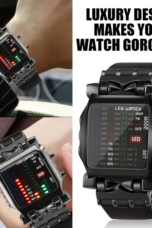 LED Watch Men Fashion Creative Crab Type Electronic Watch Luminous Binary Gift Business Style Cool Waterproof Multi Function
