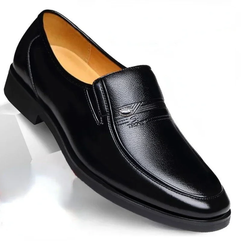 Leather Men Formal Shoes Luxury Brand 2023 Men’s Loafers Dress Moccasins Breathable Slip on Black Driving Shoes Plus Size 38-44