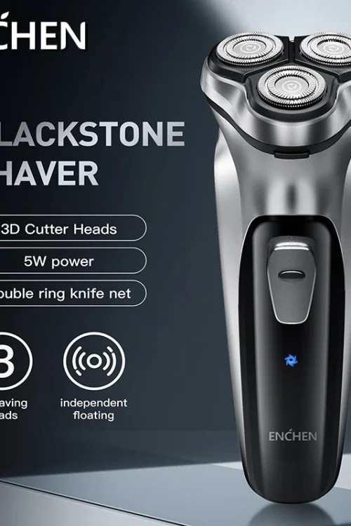 ENCHEN Blackstone Electrical Rotary Shaver for Men 3D Floating Blade Washable Type-C USB Rechargeable Shaving Beard Machine