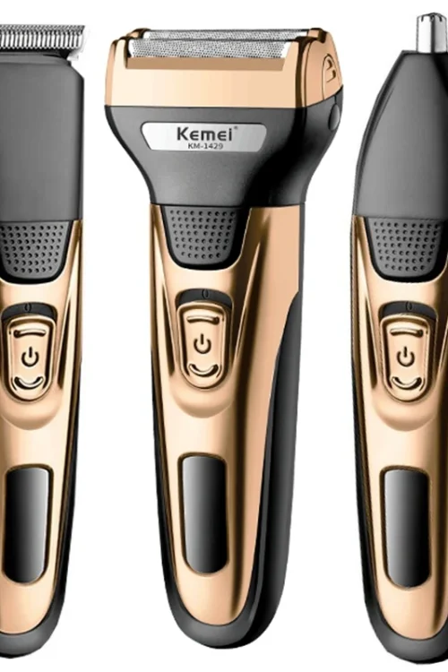 Kemei 3in1 Grooming Kit Electric Shaver For Men Beard Hair Trimmer Body Nose Ear Shaving Machine Face Razor Rechargeable