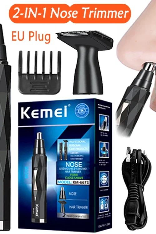 Kemei 2in1 rechargeable nose hair trimmer beard trimer mens eyebrow nose trimmer for nose and ear cleaner hair removal machine