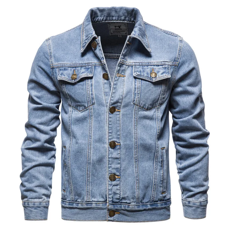 Men's cotton European size denim jacket, fashionable and trendy for autumn and winter seasons. - Image 2
