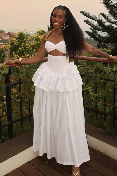Timeless Women Party Skirts With Peplum Ankle Length High Waist Summer Holiday Skirt Wihtout Top Girls Dance Skirt