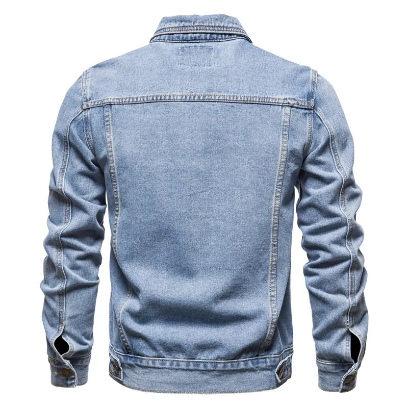 Men's cotton European size denim jacket, fashionable and trendy for autumn and winter seasons. - Image 3