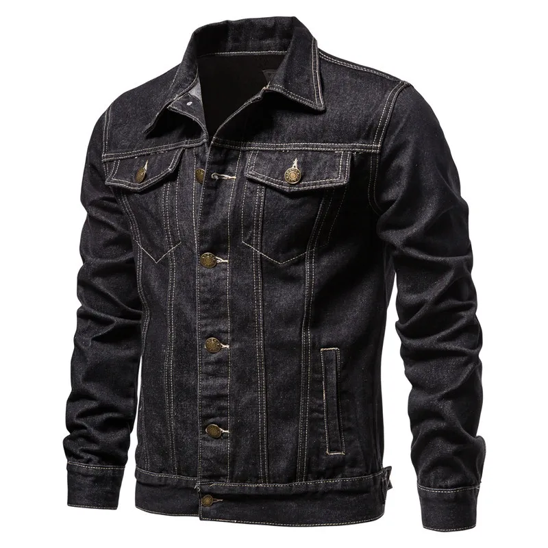 Men's cotton European size denim jacket, fashionable and trendy for autumn and winter seasons. - Image 4