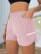 Women's new shorts with mobile phone pocket, elastic waist, sports belt, reflective strips, casual fashion sports shorts