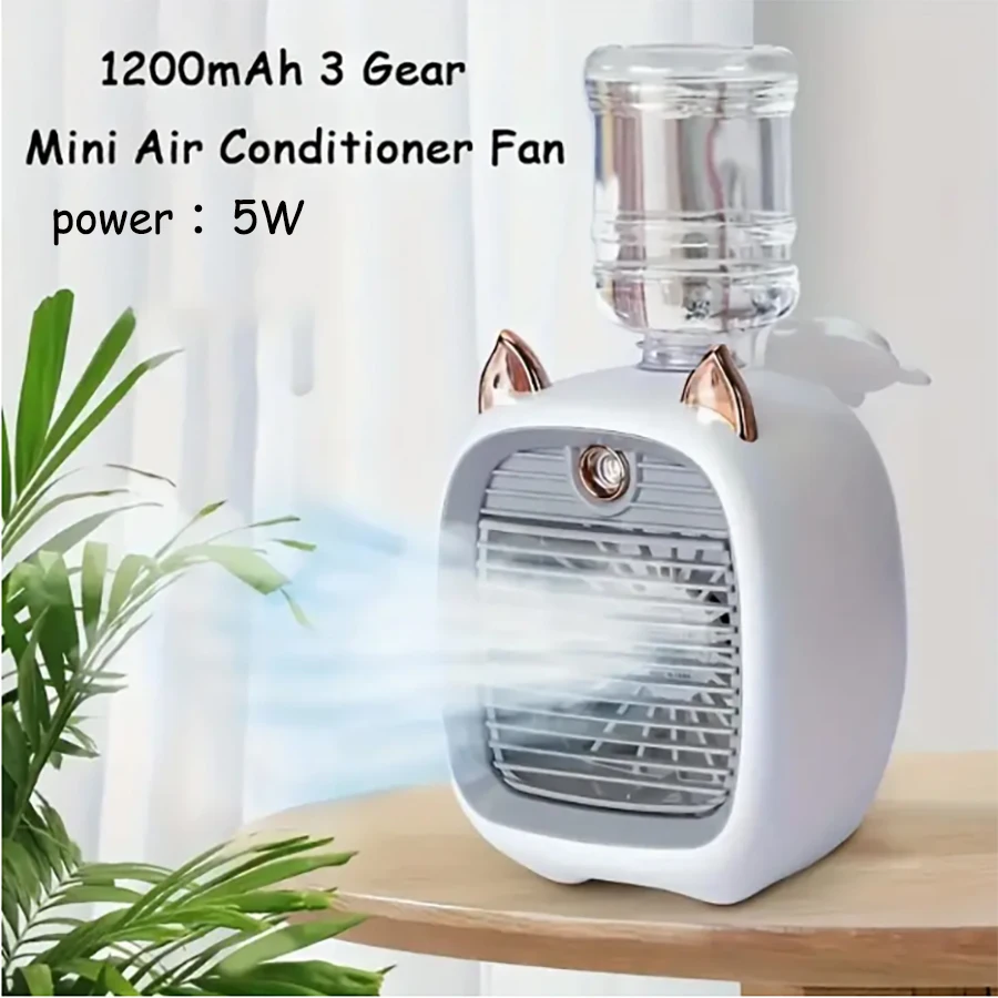 Portable mini air conditioner fan, electricfan, office desk atomization, 1200 mah, 3-speed air conditioner water-cooled fan,USB - Image 5