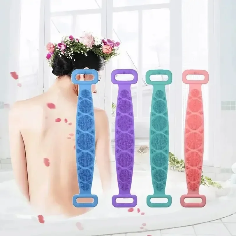 Body Sponge Silicone Back Brushes Bath Towels Scrubber Rubbing Back Peeling Massage Shower Belt Extended Skin Clean Brushes - Image 3