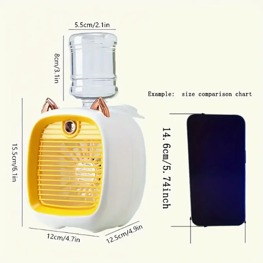 Portable mini air conditioner fan, electricfan, office desk atomization, 1200 mah, 3-speed air conditioner water-cooled fan,USB - Image 3