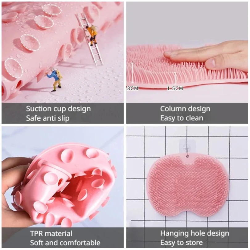Silicone Massage Shower Mat Non-slip Wash Foot Pad Foot Exfoliating Bathroom Rub Back Brush with Sucker Bath Massage Brush Pad - Image 6